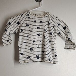 Zara Kids Navy and White Striped Long Sleeve Tee